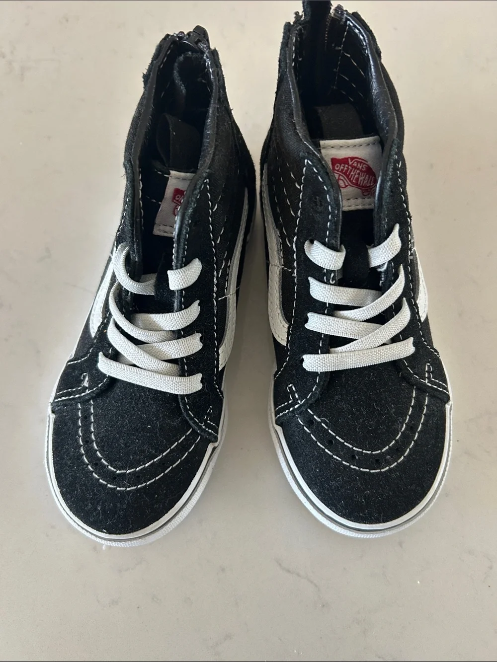 Vans Kids Black and White High Top Skate Sneakers